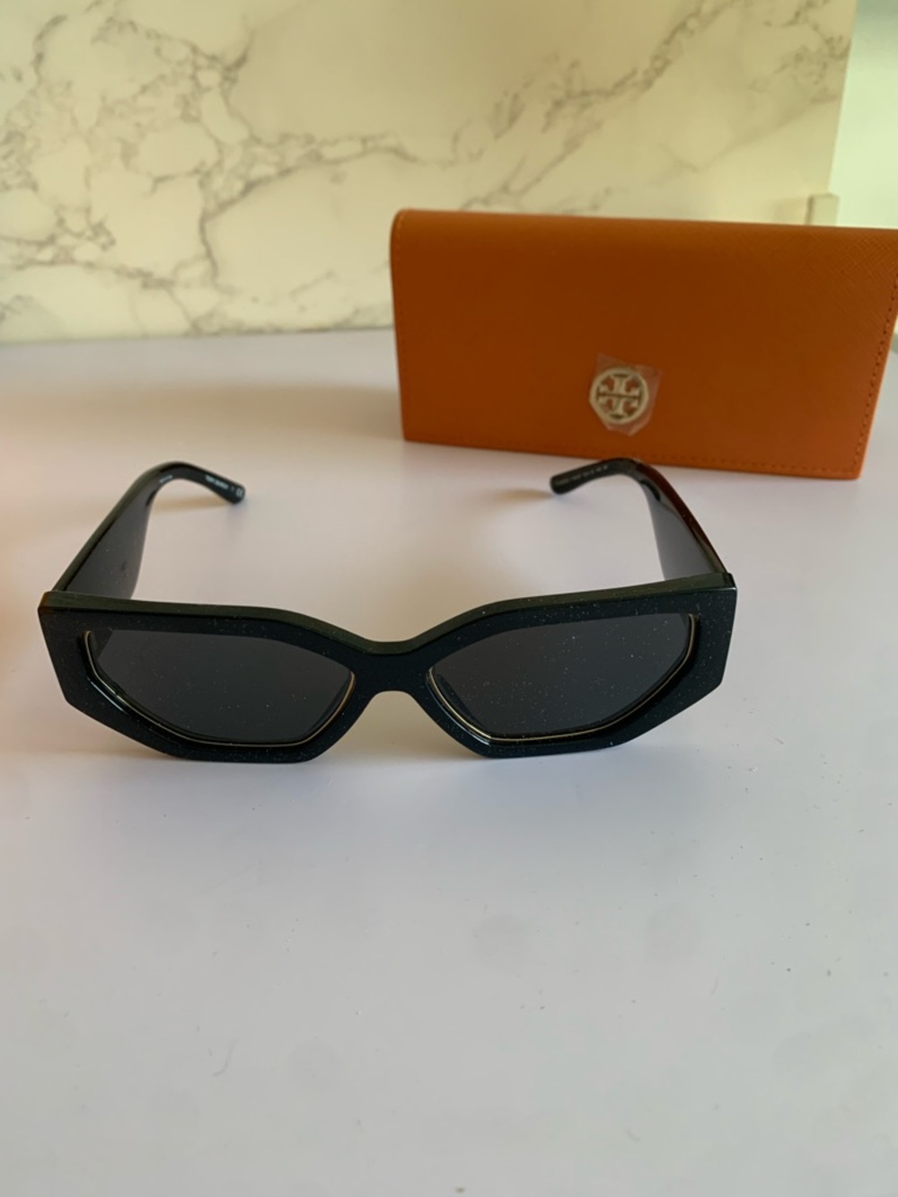 Tory Burch Black Angular Frame Sunglasses